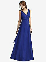 Front View Thumbnail - Cobalt Blue Sleeveless V-Neck Chiffon Wrap Dress