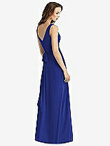 Rear View Thumbnail - Cobalt Blue Sleeveless V-Neck Chiffon Wrap Dress