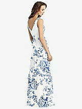 Rear View Thumbnail - Cottage Rose Dusk Blue Sleeveless V-Neck Chiffon Wrap Dress