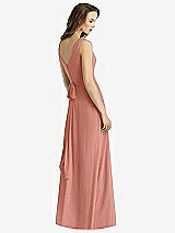 Rear View Thumbnail - Desert Rose Sleeveless V-Neck Chiffon Wrap Dress