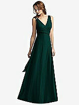 Front View Thumbnail - Evergreen Sleeveless V-Neck Chiffon Wrap Dress