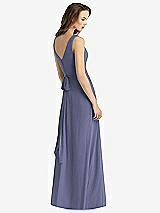 Rear View Thumbnail - French Blue Sleeveless V-Neck Chiffon Wrap Dress