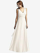 Front View Thumbnail - Ivory Sleeveless V-Neck Chiffon Wrap Dress