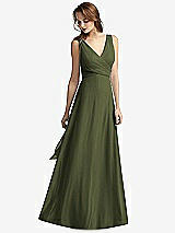 Front View Thumbnail - Olive Green Sleeveless V-Neck Chiffon Wrap Dress