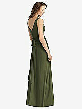 Rear View Thumbnail - Olive Green Sleeveless V-Neck Chiffon Wrap Dress