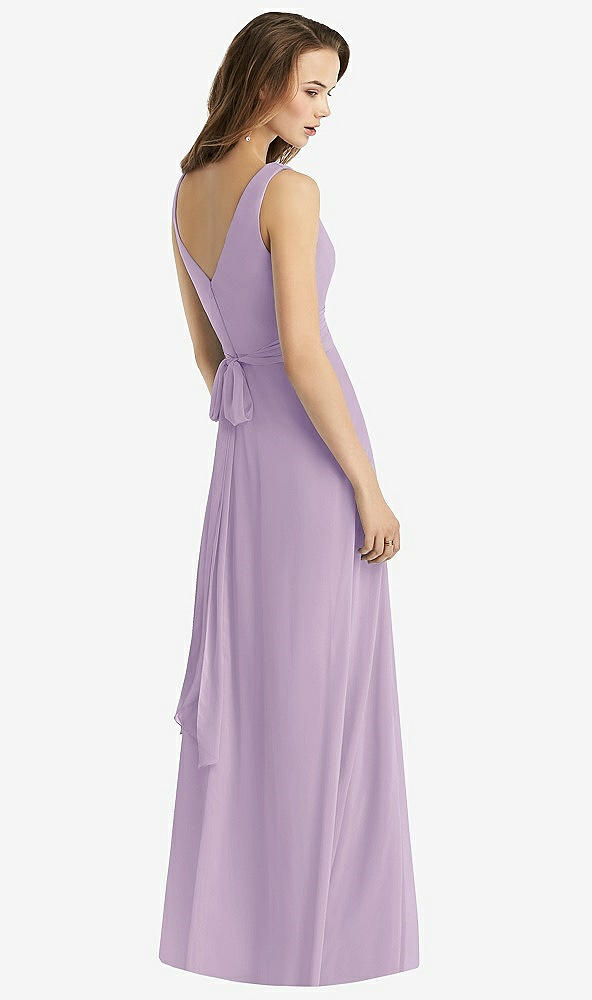 Back View - Pale Purple Sleeveless V-Neck Chiffon Wrap Dress