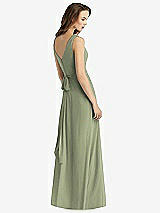 Rear View Thumbnail - Sage Sleeveless V-Neck Chiffon Wrap Dress
