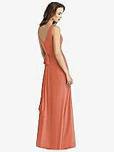 Rear View Thumbnail - Terracotta Copper Sleeveless V-Neck Chiffon Wrap Dress