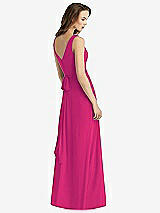 Rear View Thumbnail - Think Pink Sleeveless V-Neck Chiffon Wrap Dress