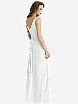 Rear View Thumbnail - White Sleeveless V-Neck Chiffon Wrap Dress