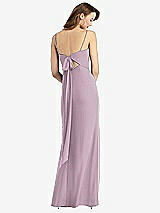 Front View Thumbnail - Suede Rose Tie-Back Cutout Trumpet Gown with Front Slit