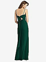 Front View Thumbnail - Hunter Green Tie-Back Cutout Trumpet Gown with Front Slit