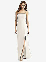 Rear View Thumbnail - Ivory Tie-Back Cutout Trumpet Gown with Front Slit