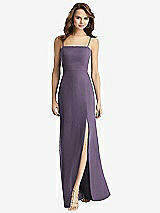 Rear View Thumbnail - Lavender Tie-Back Cutout Trumpet Gown with Front Slit
