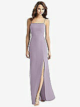 Rear View Thumbnail - Lilac Haze Tie-Back Cutout Trumpet Gown with Front Slit