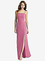 Rear View Thumbnail - Orchid Pink Tie-Back Cutout Trumpet Gown with Front Slit
