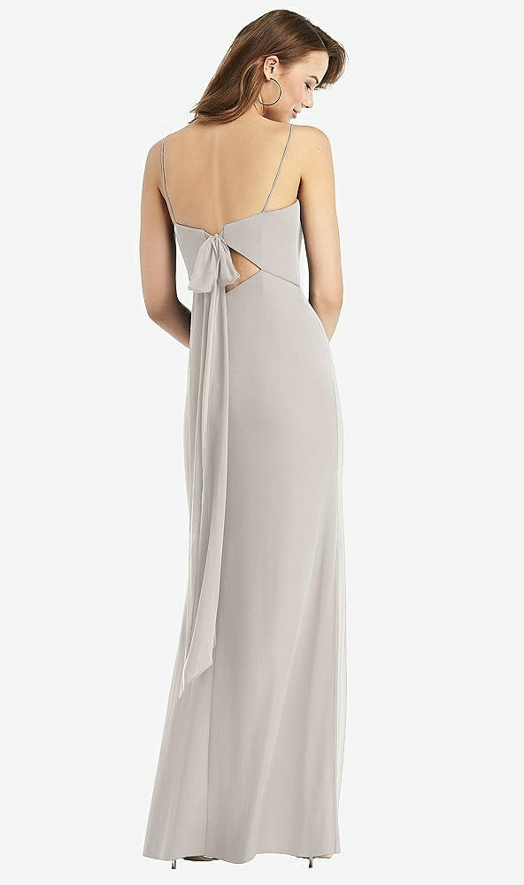 Front View - Oyster Tie-Back Cutout Trumpet Gown with Front Slit
