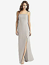 Rear View Thumbnail - Oyster Tie-Back Cutout Trumpet Gown with Front Slit