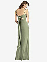 Front View Thumbnail - Sage Tie-Back Cutout Trumpet Gown with Front Slit