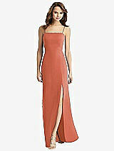 Rear View Thumbnail - Terracotta Copper Tie-Back Cutout Trumpet Gown with Front Slit