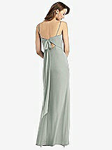 Front View Thumbnail - Willow Green Tie-Back Cutout Trumpet Gown with Front Slit