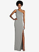 Front View Thumbnail - Chelsea Gray One-Shoulder Chiffon Trumpet Gown