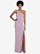 Front View Thumbnail - Suede Rose One-Shoulder Chiffon Trumpet Gown