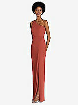 Side View Thumbnail - Amber Sunset One-Shoulder Chiffon Trumpet Gown