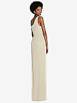 Rear View Thumbnail - Champagne One-Shoulder Chiffon Trumpet Gown