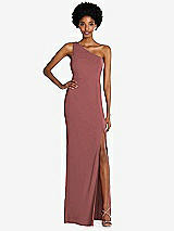 Front View Thumbnail - English Rose One-Shoulder Chiffon Trumpet Gown
