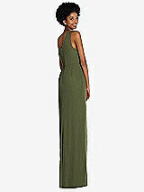 Rear View Thumbnail - Olive Green One-Shoulder Chiffon Trumpet Gown