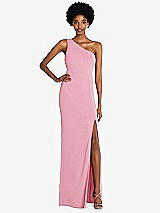 Front View Thumbnail - Peony Pink One-Shoulder Chiffon Trumpet Gown