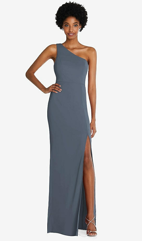 Front View - Silverstone One-Shoulder Chiffon Trumpet Gown