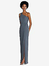 Side View Thumbnail - Silverstone One-Shoulder Chiffon Trumpet Gown