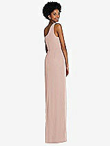 Rear View Thumbnail - Toasted Sugar One-Shoulder Chiffon Trumpet Gown