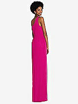 Rear View Thumbnail - Think Pink One-Shoulder Chiffon Trumpet Gown