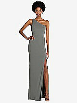 Front View Thumbnail - Charcoal Gray Thread Bridesmaid Style Addison