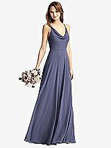 Front View Thumbnail - French Blue Cowl Neck Criss Cross Back Maxi Dress