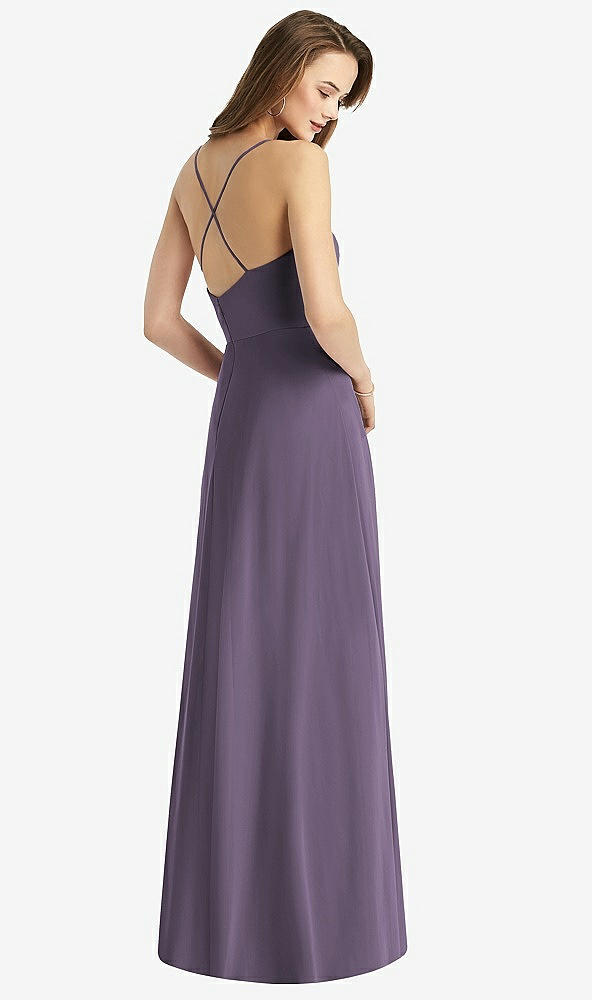Back View - Lavender Cowl Neck Criss Cross Back Maxi Dress