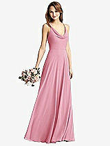 Front View Thumbnail - Peony Pink Cowl Neck Criss Cross Back Maxi Dress