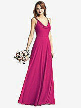 Front View Thumbnail - Think Pink Cowl Neck Criss Cross Back Maxi Dress