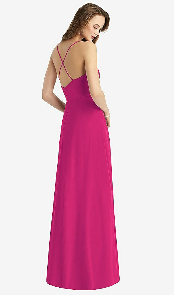 Back View - Think Pink Cowl Neck Criss Cross Back Maxi Dress