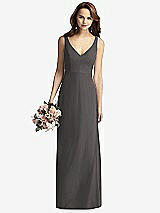 Front View Thumbnail - Caviar Gray Sleeveless V-Back Long Trumpet Gown