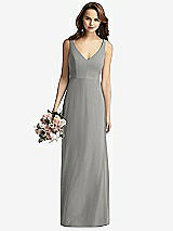 Front View Thumbnail - Chelsea Gray Sleeveless V-Back Long Trumpet Gown