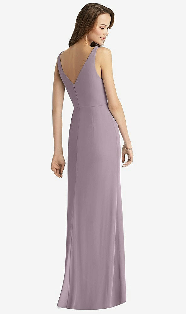 Back View - Lilac Dusk Sleeveless V-Back Long Trumpet Gown