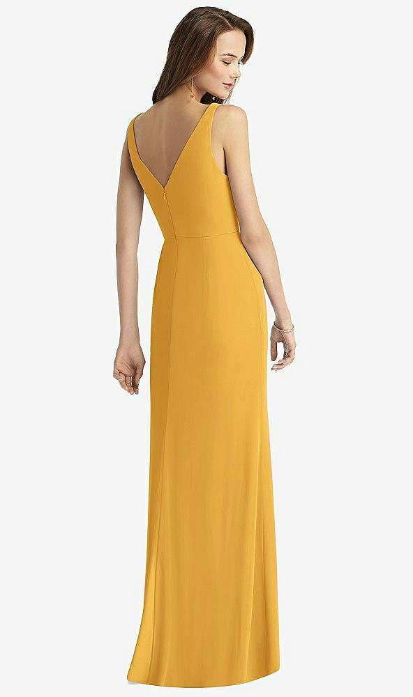 Back View - NYC Yellow Sleeveless V-Back Long Trumpet Gown