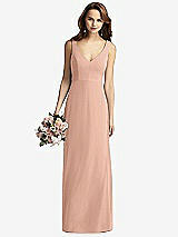 Front View Thumbnail - Pale Peach Sleeveless V-Back Long Trumpet Gown