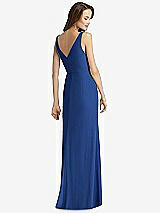 Rear View Thumbnail - Classic Blue Sleeveless V-Back Long Trumpet Gown