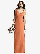 Front View Thumbnail - Sweet Melon Sleeveless V-Back Long Trumpet Gown