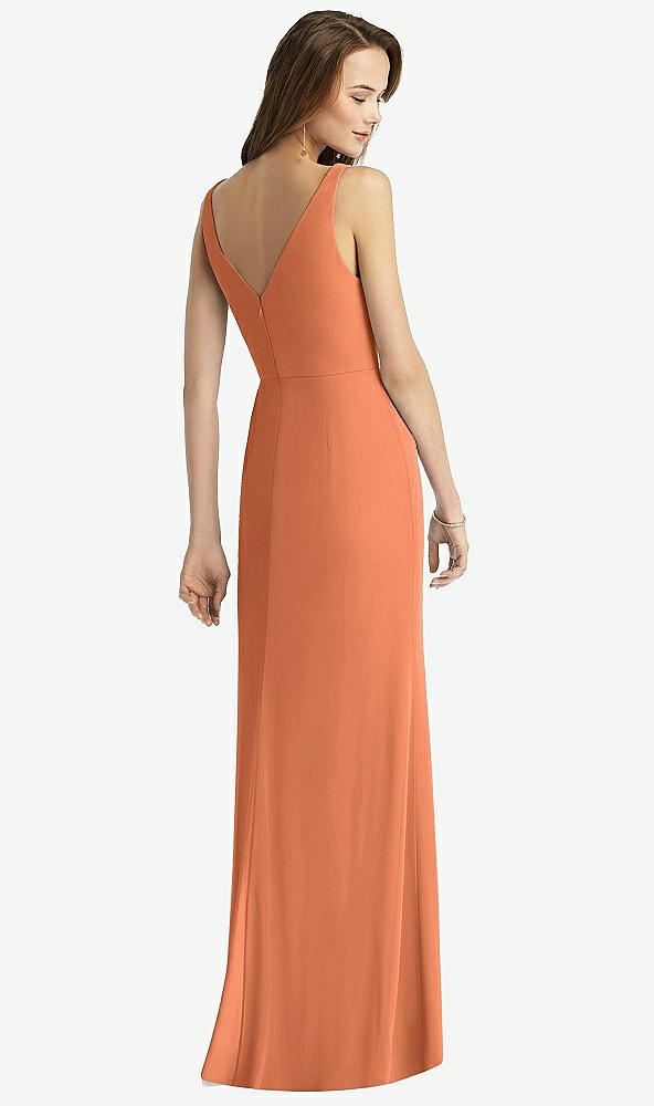 Back View - Sweet Melon Sleeveless V-Back Long Trumpet Gown